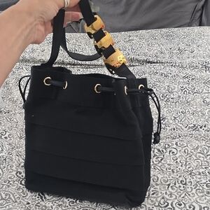 AUTHENTIC SALVATORE FERRAGAMO Elegant Black Bucket Bag In Excellent Condition